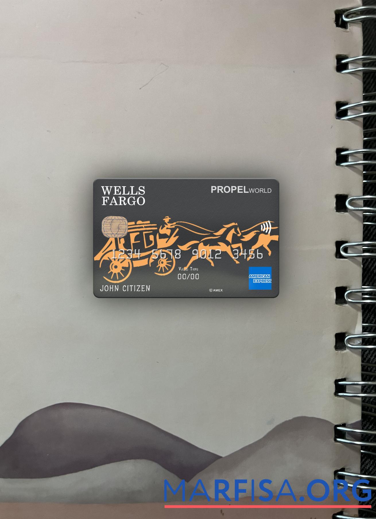 Blank USA Wells Fargo bank AMEX Card photolook front example